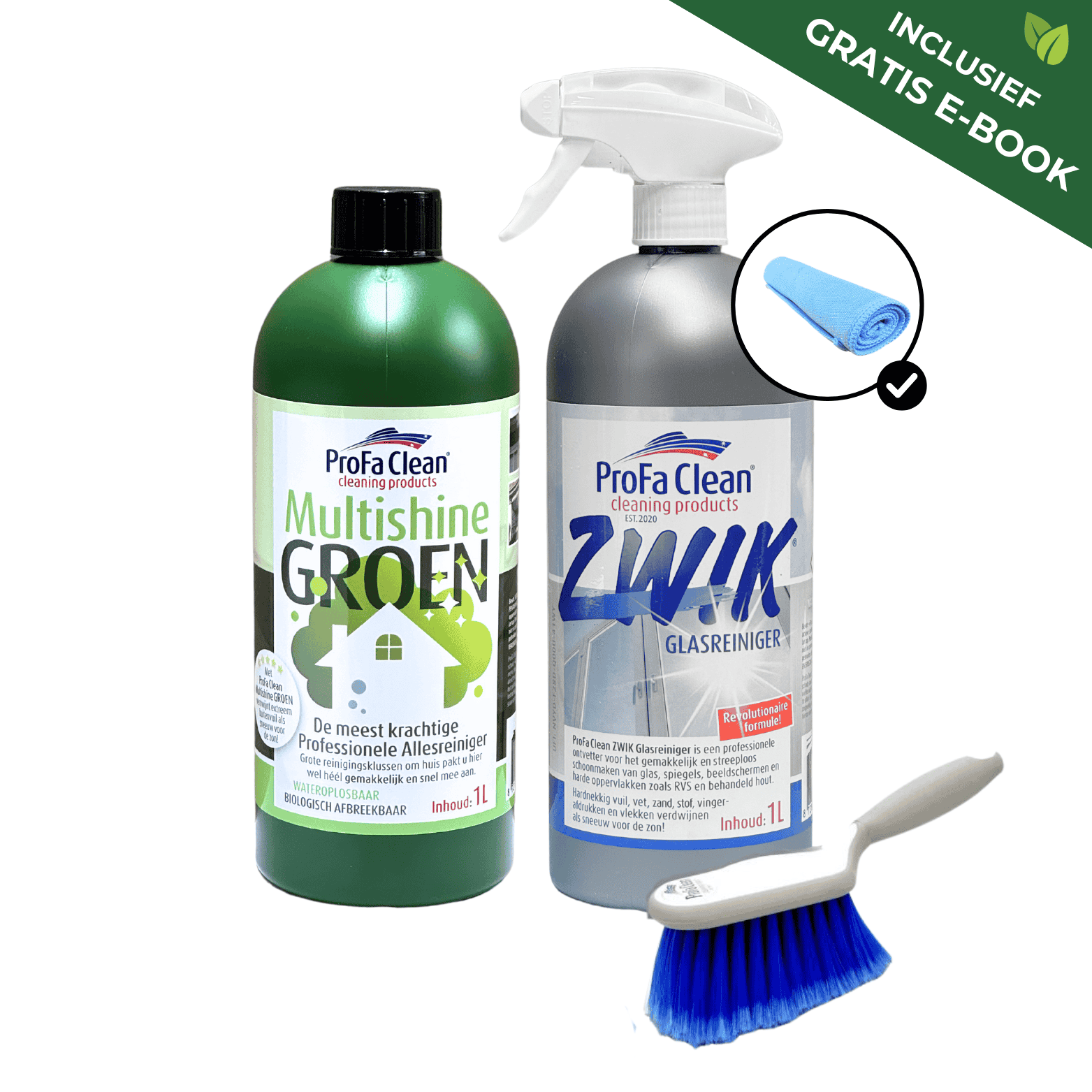 MultiShine Green & Zwik Glass Cleaner DUO + Handbrush Deluxe