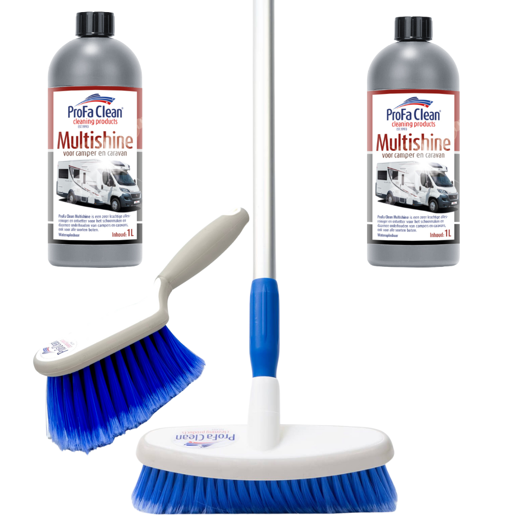 Profa Clean Compleet Campers & Caravans Pakket - Multishine (2L) + Bezem & Handbor ...