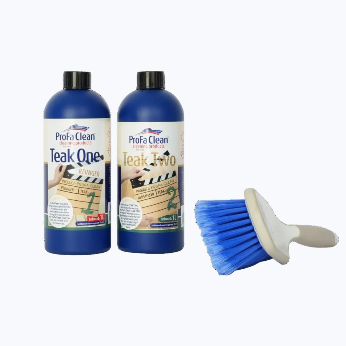 Teak-Paket – Teak 1&2 (Reiniger und Restaurator) + unsere einzigartige Handbürste Deluxe