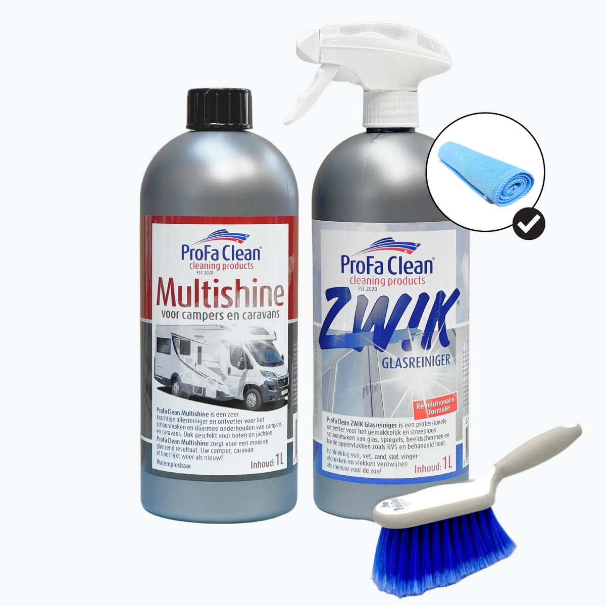 Multishine & Zwik glasreiniger Duo + Handborstel Deluxe